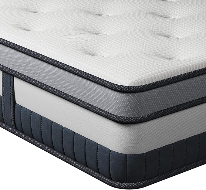 Vesgantti California King Mattress 10 Inch Innerspring Multilayer Hybrid Cal King Size Mattress - Ergonomic Design with Memory Foam and Pocket Spring Mattresses - Box Top Series Medium Firm Feel
