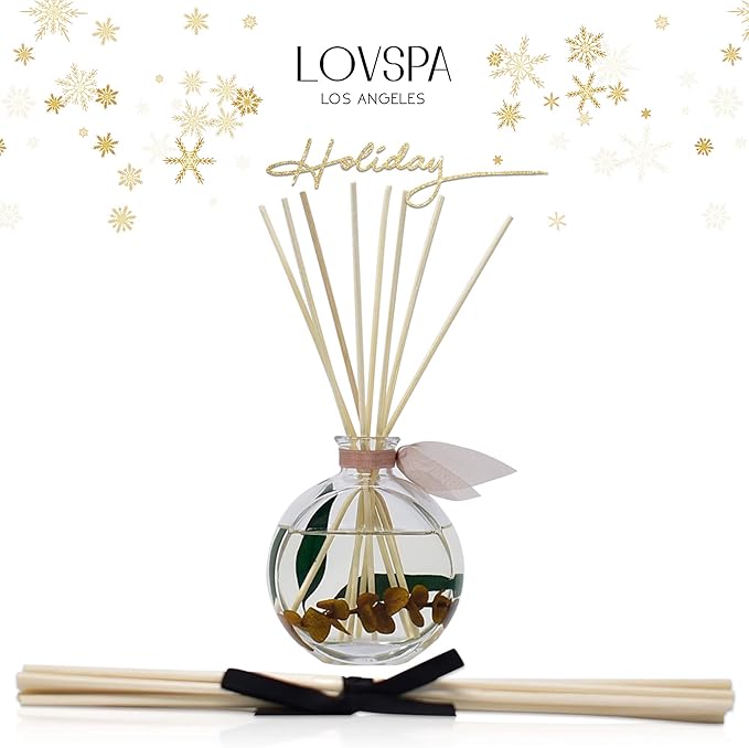 LOVSPA Reed Diffuser Set, Winter Woods Scented Oil Diffuser with Sticks, Home Fragrance Accessories for Bathroom Shelf Decor, Aroma Diffusers for Home or Office Desk, USA Made