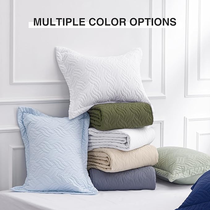 Love's cabin Quilts for Queen Bed Olive Green Bedspreads Bedding Set - Summer Lightweight Bedspread Comforter - Wave Pattern Bedding Coverlet for All Season - 3 Pieces (1 Quilt, 2 Pillow Shams)