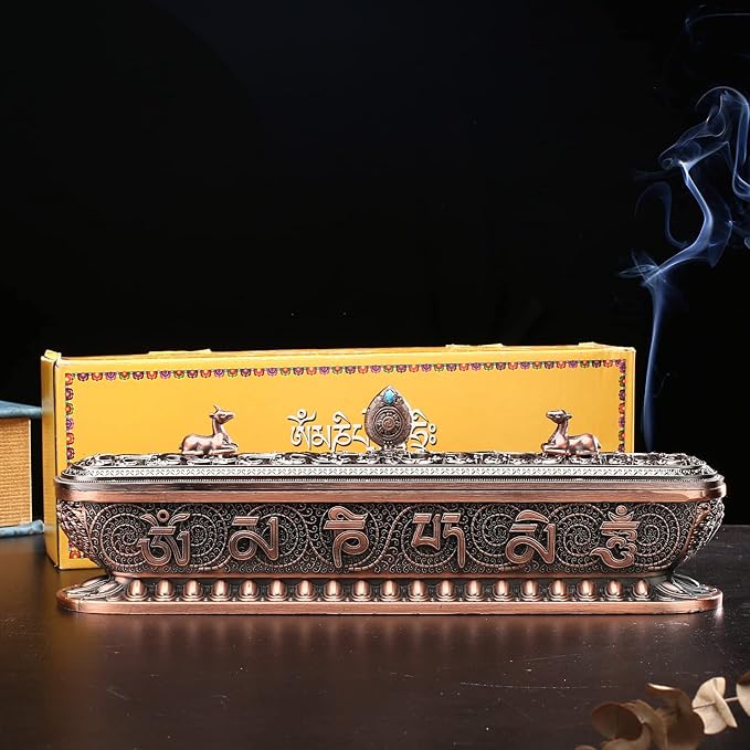 Incense Holder for Sticks Incense Burner with Ash Catcher Incense Stand for Yoga Meditation Home Office Decor - Red Bronze
