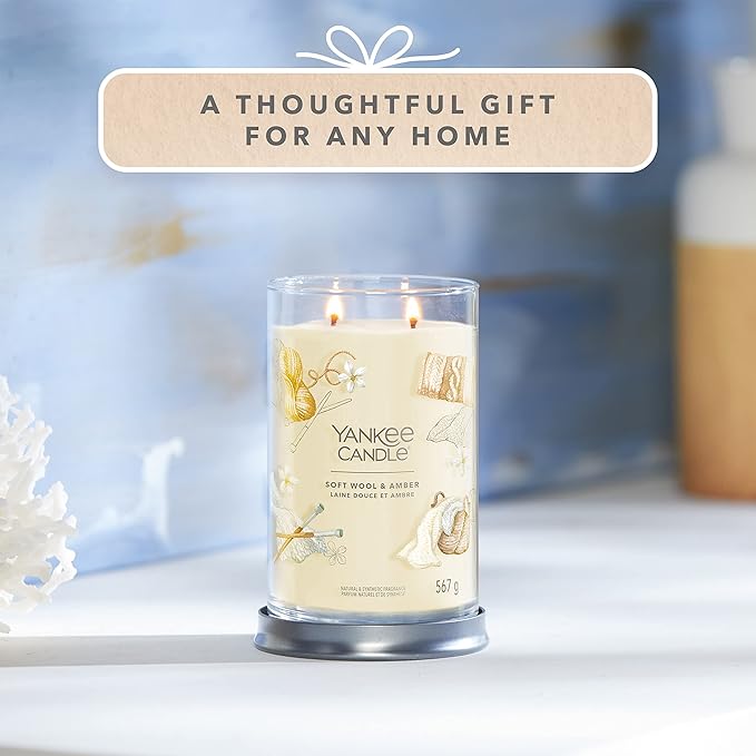Yankee Candle Signature Scented Candle | Soft Wool & Amber Large Tumbler Candle with Double Wicks | Soy Wax Blend Long Burning Candle | Perfect Gifts for Women