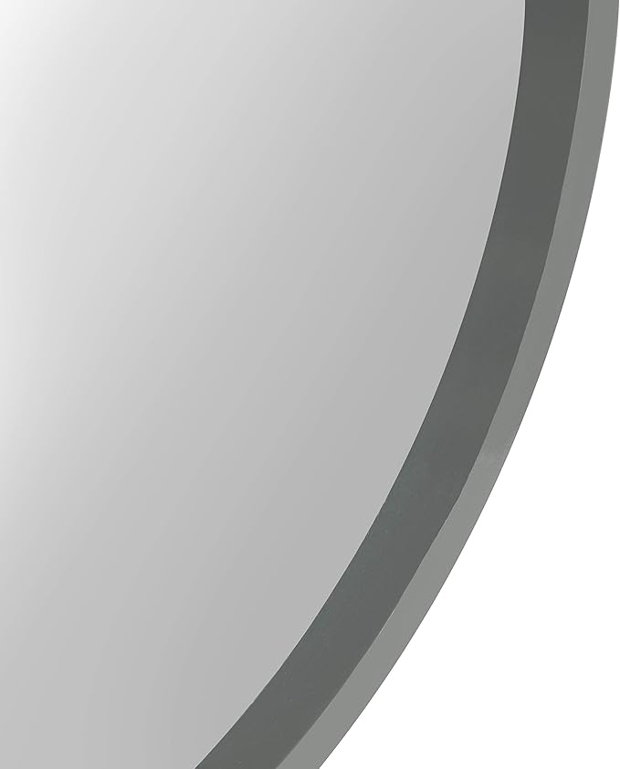 Kate and Laurel Travis Round Wood Wall Vanity Mirror, 22 Inch Diameter, Gray, Modern Circle Mirror for Use as Bathroom Mirror for Over Sink or Accent Entryway Mirror