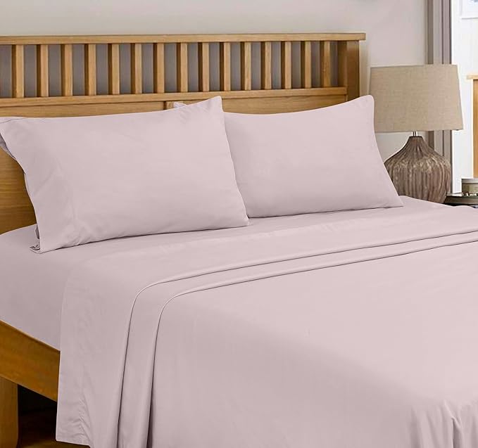 Royale Linens 300 Thread Count 100% Long Staple Combed Cotton Flat Sheet - Super Soft - Top Sheet - Twin Flat Sheet Sold Separately - Breathable, Cool & Crisp Percale Only (Twin, Lavendar)