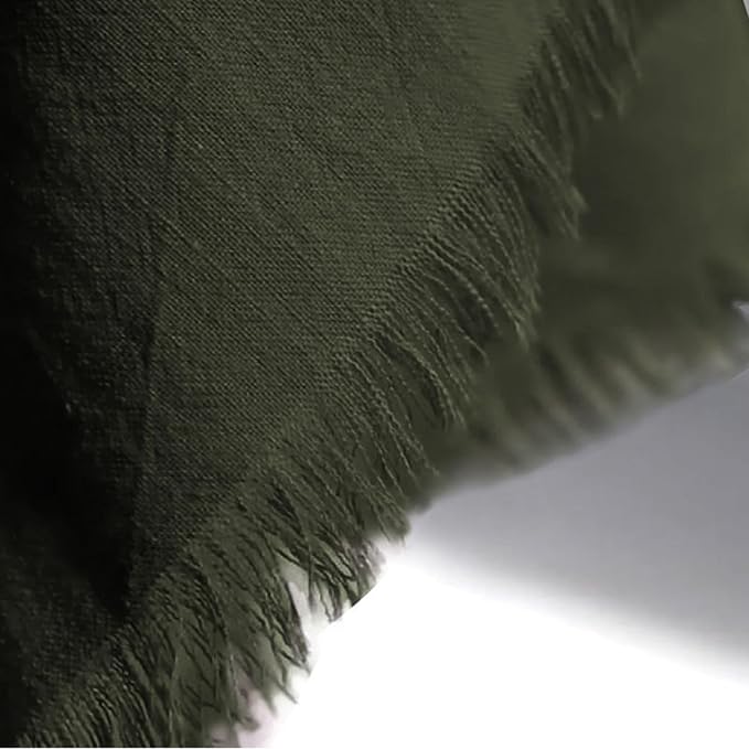 Handmade Cloth Napkins 100% Cotton Napkins with Fringe，Delicate Handmade Cloth Napkins for Dinners, Parties, Weddings and More，18 x 18 Inch Set of 4 - Olive Green