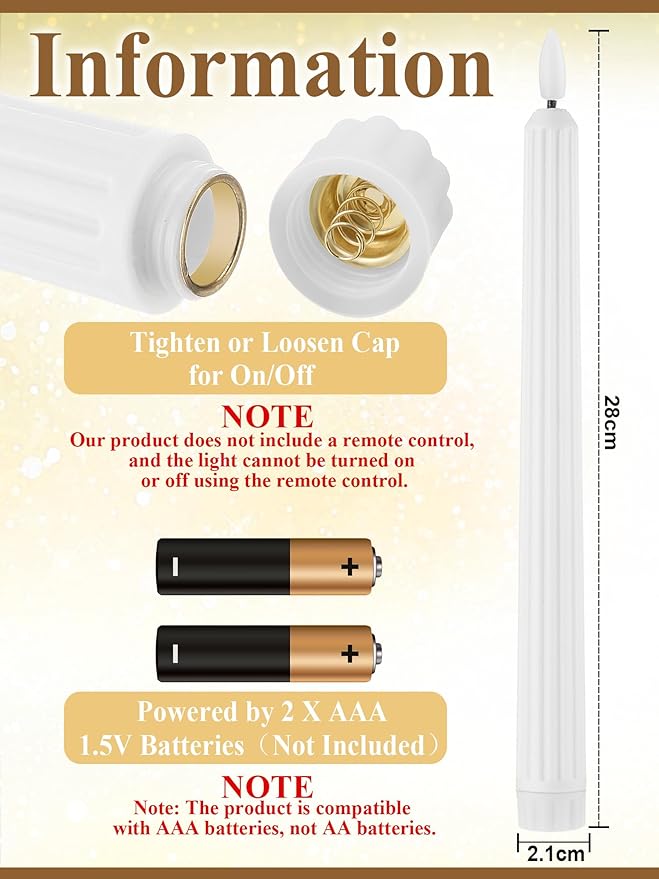 Treela 36 Pieces Flameless Taper Candles 11 Inch Flickering Faux LED Battery Operated Electric Fake Candles for Christmas Halloween Birthday Wedding Party(White,Roman Column)