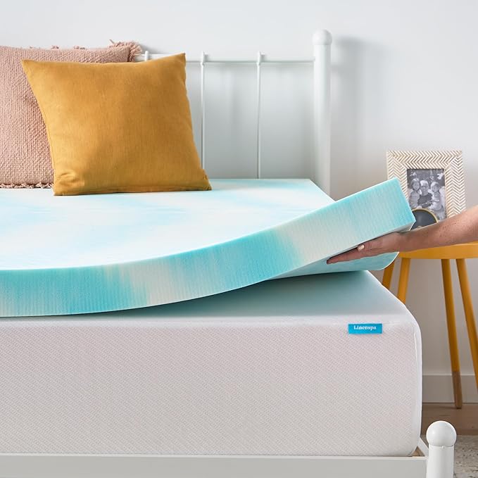 Linenspa 4 Inch Gel Swirl Memory Foam Mattress Topper – Cooling Gel Infused – Pressure Relieving Bed Topper - Mattress Pad – CertiPUR Certified - King Size