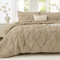 Sasttie Twin XL Comforter Set, 5-Piece Bed in a Bag, Pintuck Bedding Sets for All Season, Includes Comforter, Flat Sheet, Fitted Sheet, Pillowcase and Pillowsham, Dark Linen