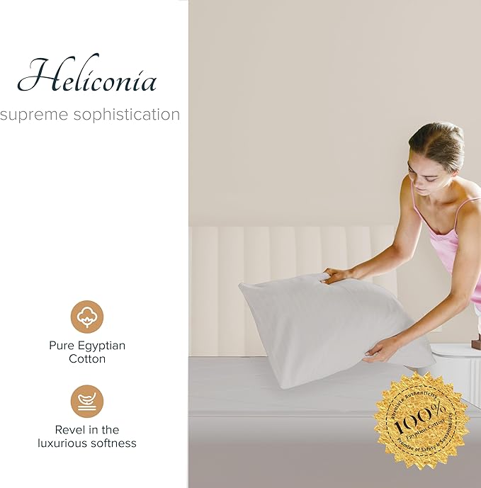 Carressa Linen 100% Egyptian Cotton Pillow Cases Standard/Queen Size Set of 2 - Luxury 1500 Thread Count Sateen Light Grey Pillow Cases, Silky Soft Cotton Pillowcases Fits Standard & Queen Pillows