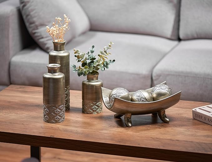 Creative Scents Dublin Silver Decorative Bowl – Centerpiece Table Decorations, Home Décor, Decor Tray for Coffee Table Decor, Living Room Centerpiece, Key/Candy Bowl for Entry Table Decorations