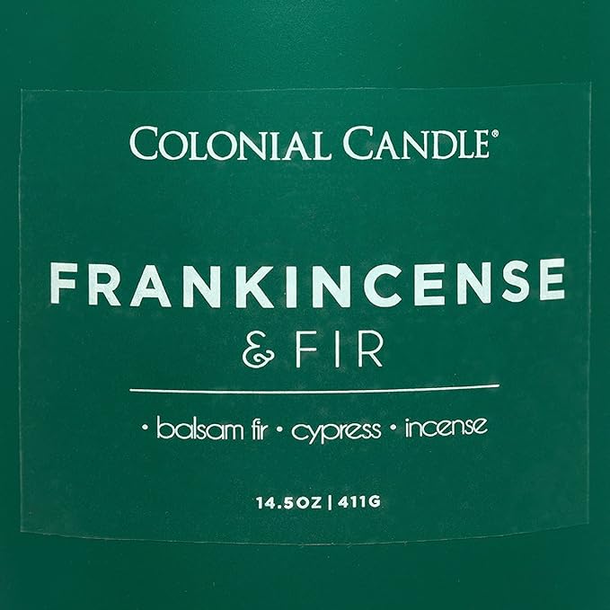 Colonial Candle Frankincense & Fir Scented Jar Candle, Pop of Color Collection, 3 Wick, 14.5 oz - Up to 60 Hours Burn