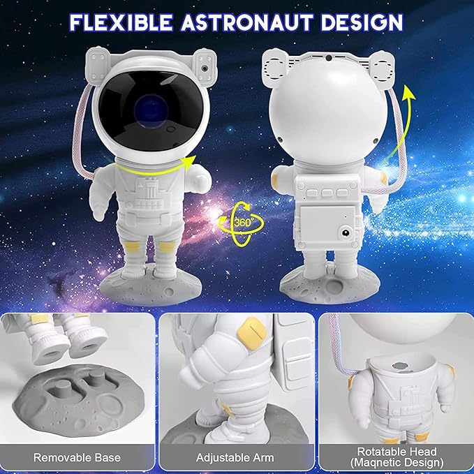 SFOUR Astronaut Galaxy Projector Night Light，Lights for Bedroom,Kids Room Decor Aesthetic, Adjustable Head Angle,Gift for Kids Adults Home Party Ceiling Decor，Christmas Gift