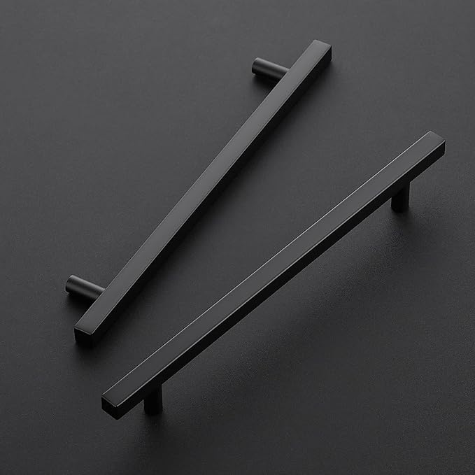 Ravinte Black Cabinet Handles 30 Pack 8 inch Matte Black Square Cabinet Pulls Black Kitchen Hardware 11 inch Overall Length Black Kitchen Drawer Pulls