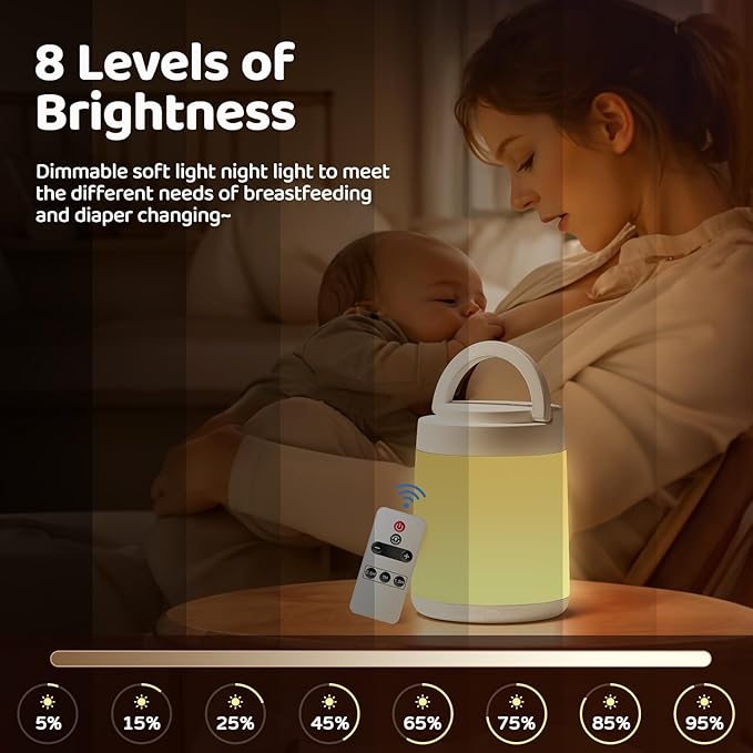One Fire [Gifts for Kids/New Moms 10 Color Dimmable Night Light Lamp, Rechargeable Portable Night Light for Baby Nursery Lamp, Remote+Timer Touch Light, Baby Night Lights for Nursery/Bedroom