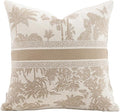 Premium Throw Pillow Covers 18x18 Inches - Jungle with Oatmeal Palm Tree Chenille Jacquard Embroidery Decorative Couch Pillow Covers for Living Room Bedroom Sofa Home Décor
