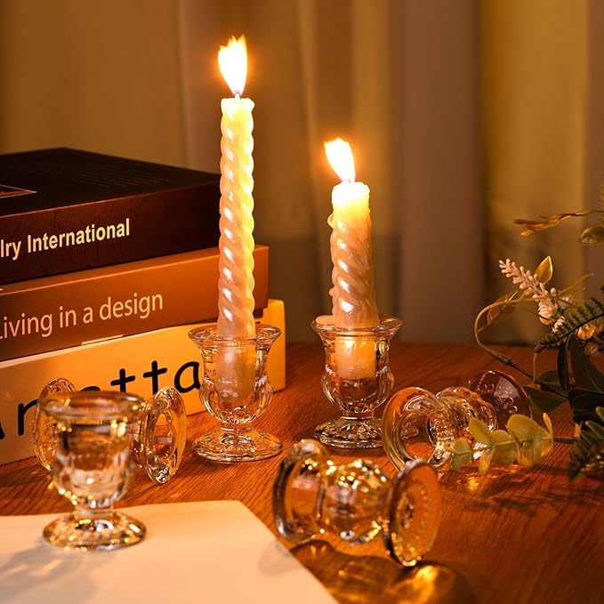 Foaincore 36 Pcs Candlestick Holders Bulk 2.5 Inch Taper Candle Holder for Table Centerpiece Thick Glass Ritual Candle Stand for Wedding Christmas Valentines Festival Party Decorations (Clear)
