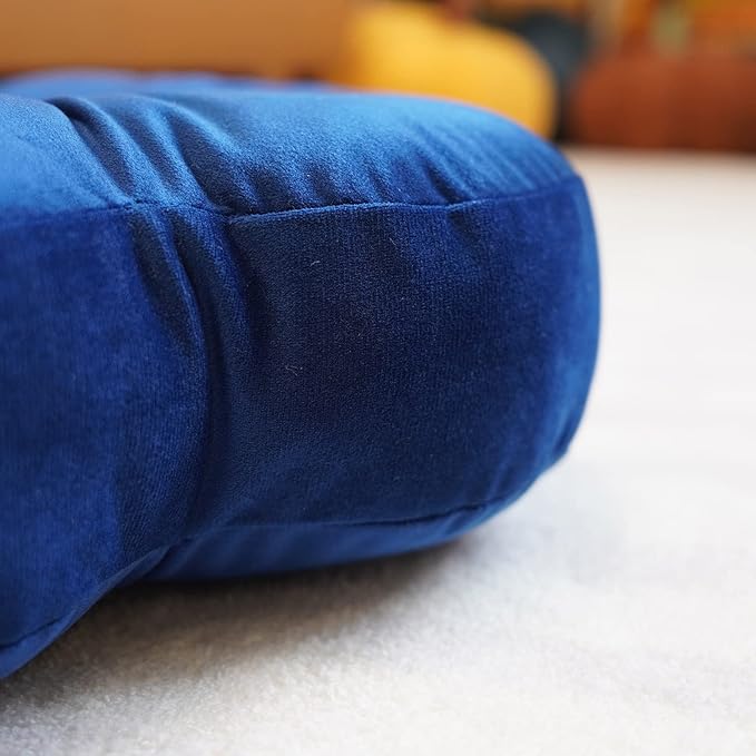 ARTMAGIC Flower Shaped Velvet Decorative Throw Pillow Cushion Ultra Soft Cute Floor Pillow for Couch Bed Sofa (Navy Blue)