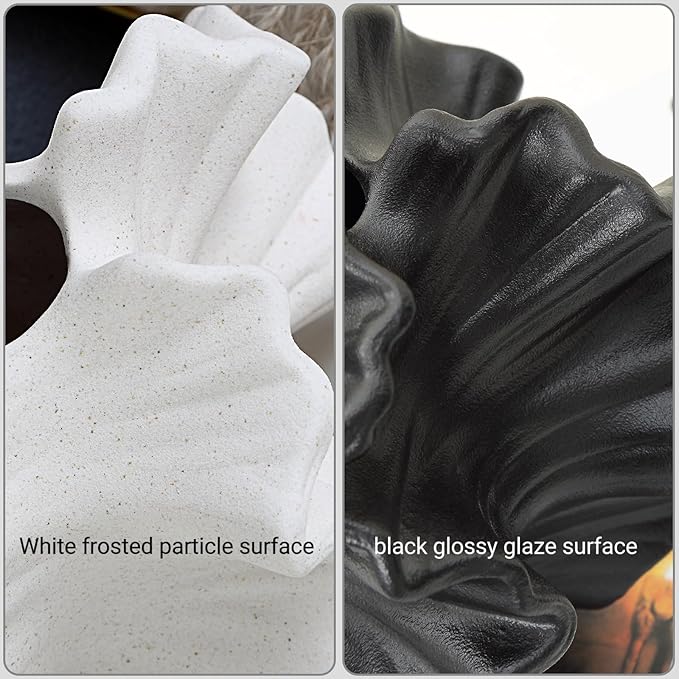BUICCE Off White Ceramic Coral Vase for Pampas Grass Decor Modern Decorative Dandelion Vase for Flower Home Office Living Room Table Centerpieces.