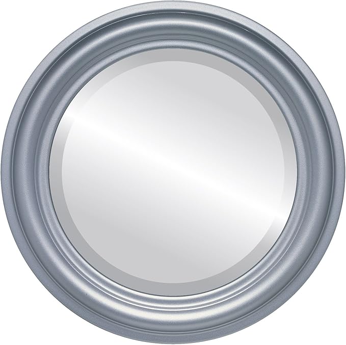 OVALCREST Round Beveled Wall Mirror for Home Decor - Philadelphia Style - Silver Spray - 22x22 Outside Dimensions