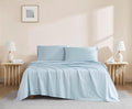Linen Closet Organic 100% Cotton Queen Sheet 4 Pcs Set, 18” Deep Pocket, Light Blue | Lightweight, Eco-Friendly Cotton, Percale Softness, Durable & Breathable, Naturally Cooling | All Season Comfort
