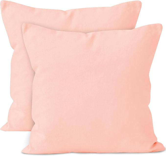 Encasa XO Throw Pillow Covers 20x20 in Set of 2 Powder Pink | No Inserts | Cotton Pillow Covers for Living Room, Bed, Sofa, Couch | Decorative Cushion Covers with Improved Zippers