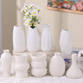 Set of 9 Ceramic Bud Vases for Pampas Grass Flowers, Small Vases in Bulk for Centerpieces Boho Vases for Wedding Decorations Neutral Living Room and Bedroom Decor DIY Gift (White-3)