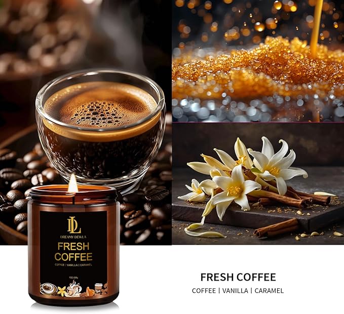 Fresh Coffee Candles, Coffee Scented Candle, Natural Soy Candles for Home Scented, Long Lasting with 50 Hour Burn Time, Gifts for Men Women