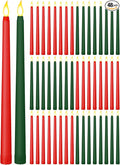 Funtery 48 Pcs Flameless LED Taper Candles 11 Inch Battery Operated Flickering Candles Bulk for Christmas Church Wedding Party (Red, Green, Classic Style)