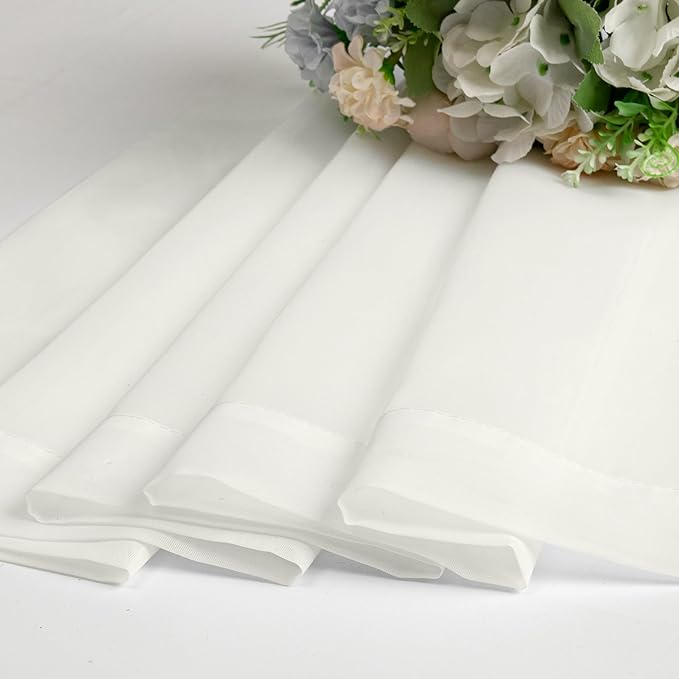 Aiyufeng Modern Sheer Window Curtains, Rod Pocket Long Curtains Translucent Drapes Semitransparent Privacy with Light Through for Bedroom/Living Room, Ivory, W40 x L96, 2 Pieces