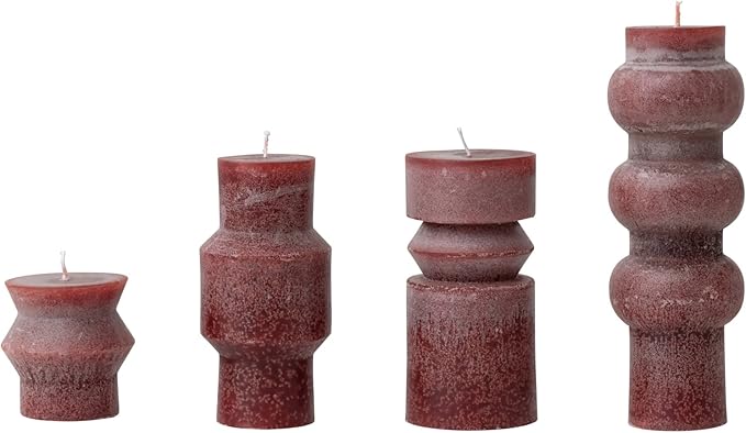 Creative Co-Op Unscented Totem Pillar, Cabernet Candles, 3" L x 3" W x 3" H, Purple