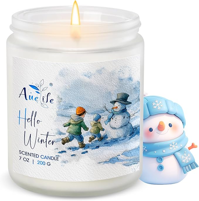 Hello Winter Candle | Fresh Citrus & Jasmine Scented Soy Candles - Winter Aromatherapy Candle Gift for Women & Men, Cozy Holiday Home Décor Candles, Long Lasting Clean Burn