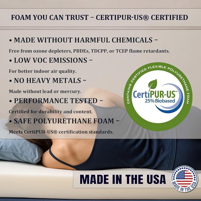 Foamma 2-7” x 36” x 76” Truck, Camper, RV Travel Visco Gel Memory Foam Bunk Mattress Replacement, Made in USA, Comfortable, Travel Trailer, CertiPUR-US Certified, Cover Not Included