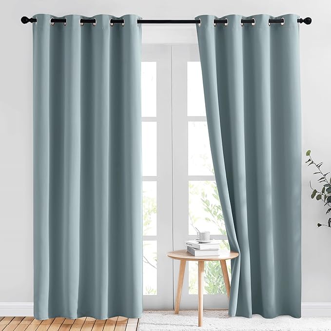 NICETOWN Living Room Curtains for Windows 84 inch Long - Stormy Sea Decorative Grommet Room Darkening Window Treatments for Bedroom/Porch, 2 Panels = 104" Wide