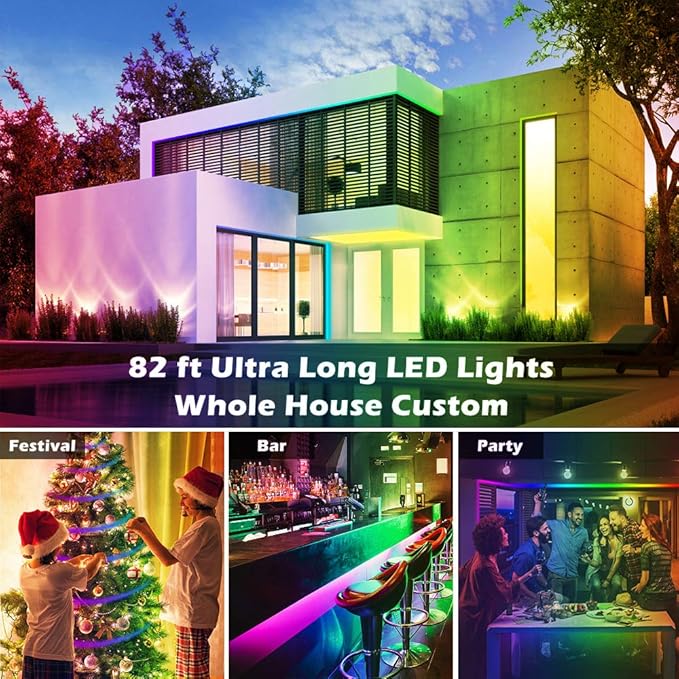 AILBTON Led Strip Lights,82ft Led Light Strips Music Sync Color Changing RGB Led Strip Built-in Mic,Bluetooth led Lights App Control with Remote,5050 RGB Rope Light Strip