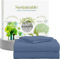 SUPREME ELEGANCE King Size Sheets Set –Natural 100% Cotton Percale Sheets King Bed Set, Oeko-tex Made in Green Sustainable, Breathable Cooling Deep Pocket Sheet, Crisp Luxury Bedding, Dark Blue