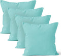 Encasa XO Throw Pillow Covers 20x20 in Set of 4 Egg Blue | No Inserts | Cotton Pillow Covers for Living Room, Bed, Sofa, Couch | Decorative Cushion Covers with Improved Zipper