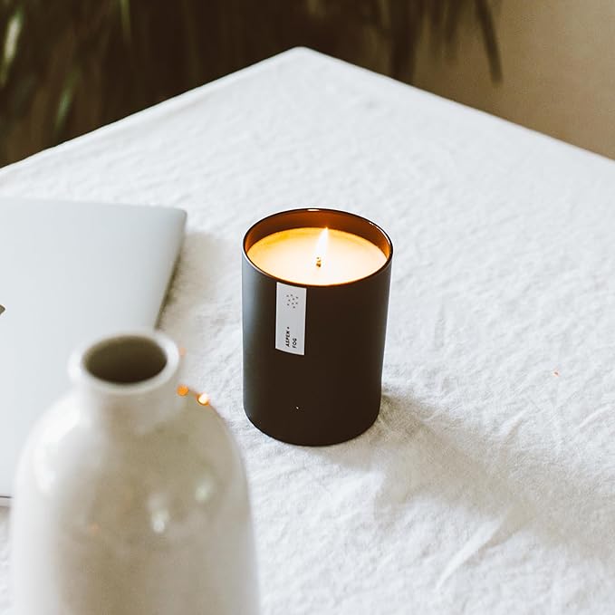 Calyan Wax Co. Candle, Aspen + Fog Scented Candle, 75 Hour Burn Time, Aromatherapy Soy Candles, Non Toxic & Vegan Soy Wax, Black Tumbler Scented Candles, 10.2oz