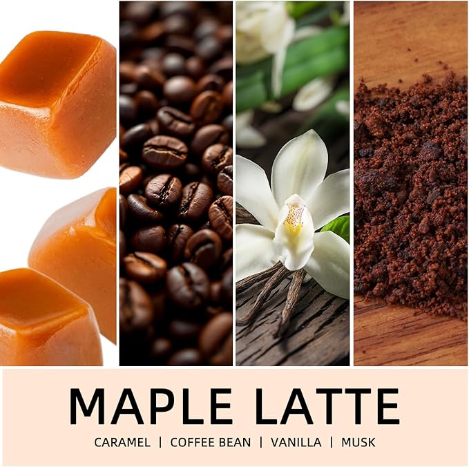 Fall Scented Candles Maple Latte 7oz – Sweet Maple Syrup & Creamy Coffee Soy Wax Candle for Cozy Autumn Home Décor, Perfect Fall Gift for Coffee Lovers, 50 Hour Long Burn