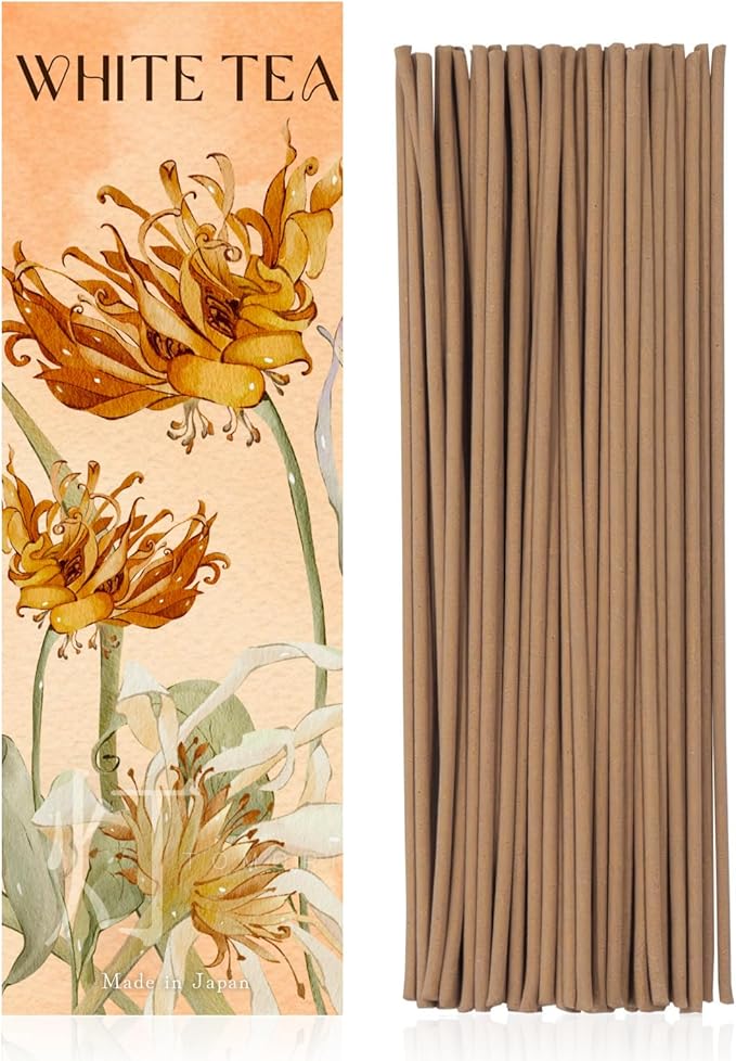 Luxury Japanese Incense Sticks 60sticks White Tea Jasmine Musk Grapefruit Coreless Low Smoke Natural Charcoal Free Non Toxic Aromatherapy Meditation Calming Stress Relief Relaxation Yoga TOMORI