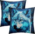 Abstract Galaxy Wolf Pillow Covers - Animal Pillow Cases 16x16 Wildlife Throw Pillows Covers Set of 2 Farmhouse Home Decor for Room Bed Outdoor