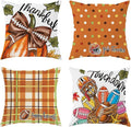 Thanksgiving Pillow Covers 18x18 Set of 4,Football Pillow Velvet Pillow Covers Cute Thanksgiving Autumn Decorative Home Decor for Couch Sofa Bed Living Room