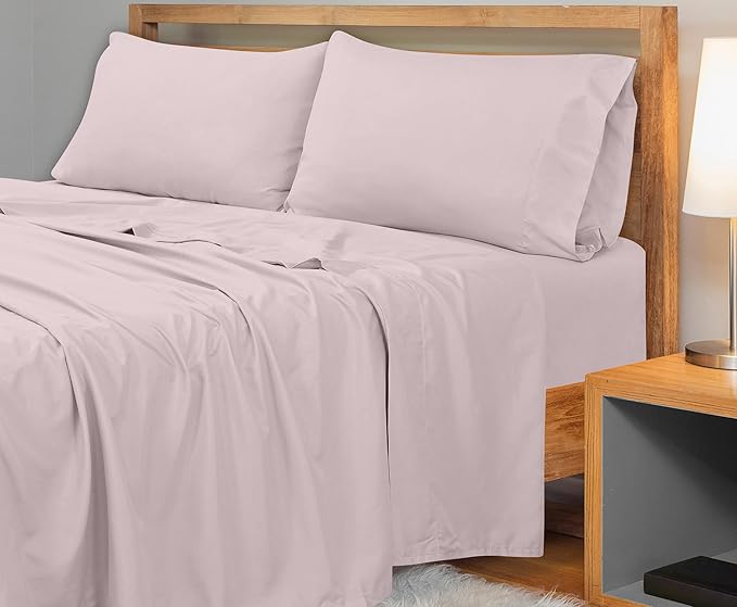 Royale Linens 300 Thread Count 100% Long Staple Combed Cotton Flat Sheet - Super Soft - Top Sheet - Twin Flat Sheet Sold Separately - Breathable, Cool & Crisp Percale Only (Twin, Lavendar)
