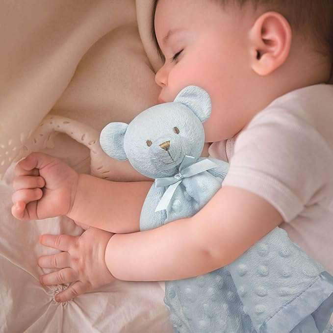 Pro Goleem Teddy Bear Lovey Baby Security Blanket for Boys and Girls Unisex Soft Lovie Baby Gifts for Newborn Toddler Snuggle Toy Stuffed Animal Blue 16 Inch