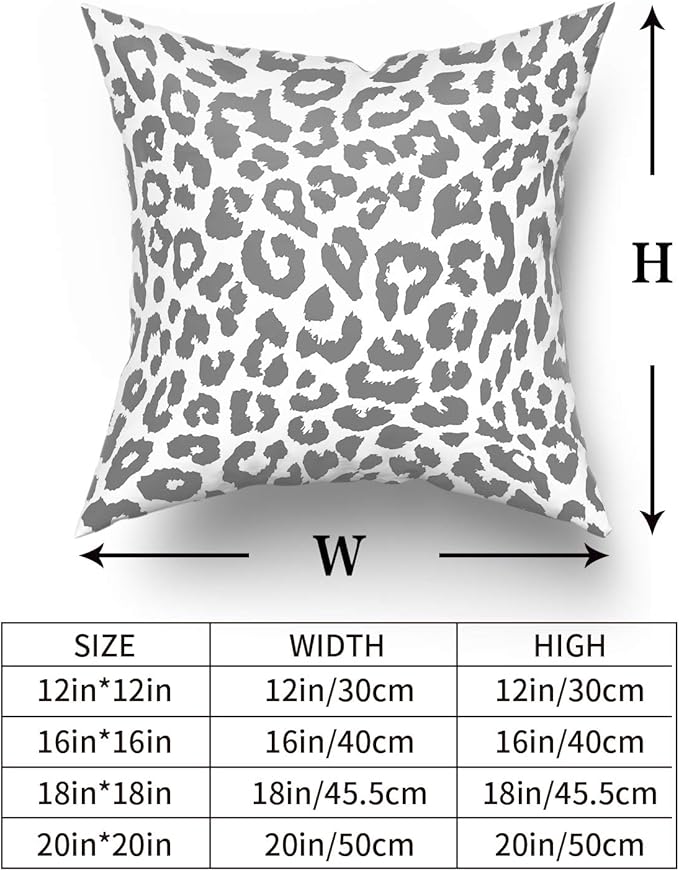 Grey Leopard Print Pillowcase 2pcs Snow Cheetah Animal Print Pillow Covers 18x18 Inch Cheetah Decorative Throw Pillow Cover Watercolor Gray Throw Pillow Cover Cotton Cushion Home Décor