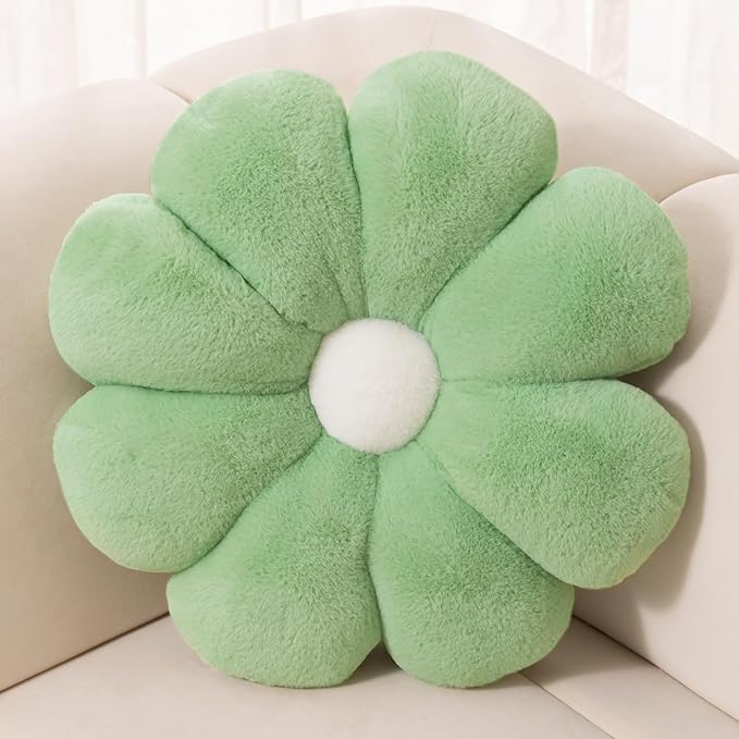 Sage Green Throw Pillows, Flower Pillow, 25.5In Flower Shaped Pillow, Flower Floor Cushion, Room Decor Throw Pillows, Cute Decorative Pillows for Bed Home Sofa (65CM Green)