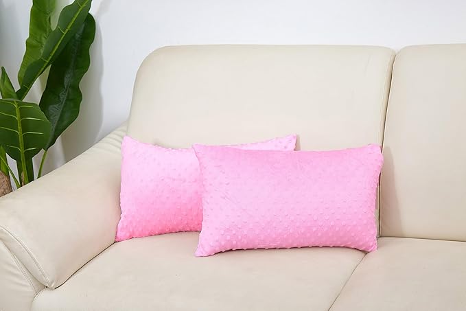 2 Packs Throw Pillow Covers, Neutral Decorative Couch Pillow Cover for Living Room Bed Sofa Rustic Farmhouse Boho Home Decor, Soft Plush Cushion Case Slipcover (Hot Pink, 12"x 20")