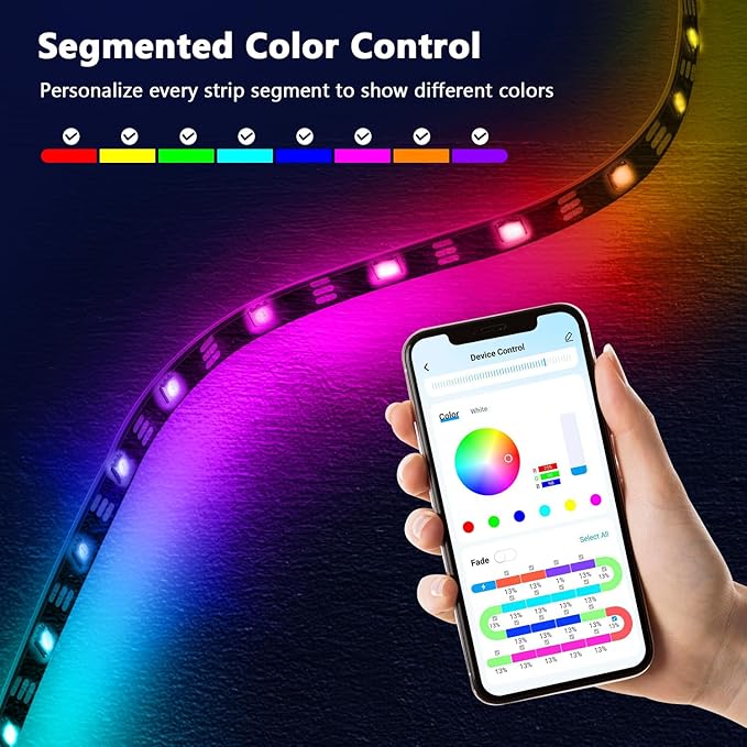 DAYBETTER BGRIC LED Lights for Bedroom, 16.4FT RGB LED Lights with Bluetooth APP & Remote Control 24V 5050 Color Changing LED Strip Lights Music Sync for Room Home Party Wall Indoor Decor