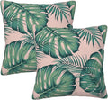 Tropical Palm Leaves Throw Pillow Covers 18x18 Inch Set of 2 Summer Green Leaf Monstera Plant Decorative Pillow Cases Modern Farmhouse Cushion Cases for Home Couch Sofa
