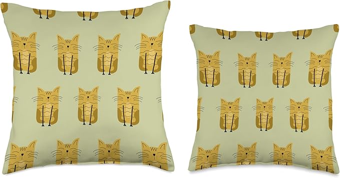 Cute Scandinavian Animals Designs Scandinavian Cat Boho Pattern Throw Pillow, 18x18, Multicolor
