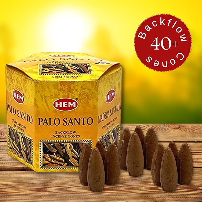 Palo Santo Backflow Incense Cones - 40 Woody Cones Waterfall - Thick Cloudy Incense Fountain, Gift