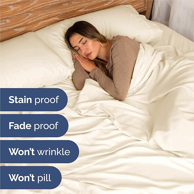 King Size 4 Piece Sheet Set - Comfy Breathable & Cooling Sheets - Hotel Luxury Bed Sheets for Women, Men, Kids & Teens - Deep Pockets, Easy-Fit, Wrinkle Free Sheets - Off White Oeko-Tex Bed Sheet Set